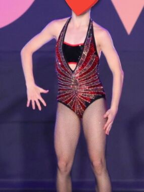 Glamour Red and Black Sequin Halter Kids One-Piece